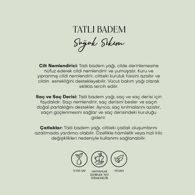 Tatlı Badem Yağı - Soğuk Sıkım (50 ml)