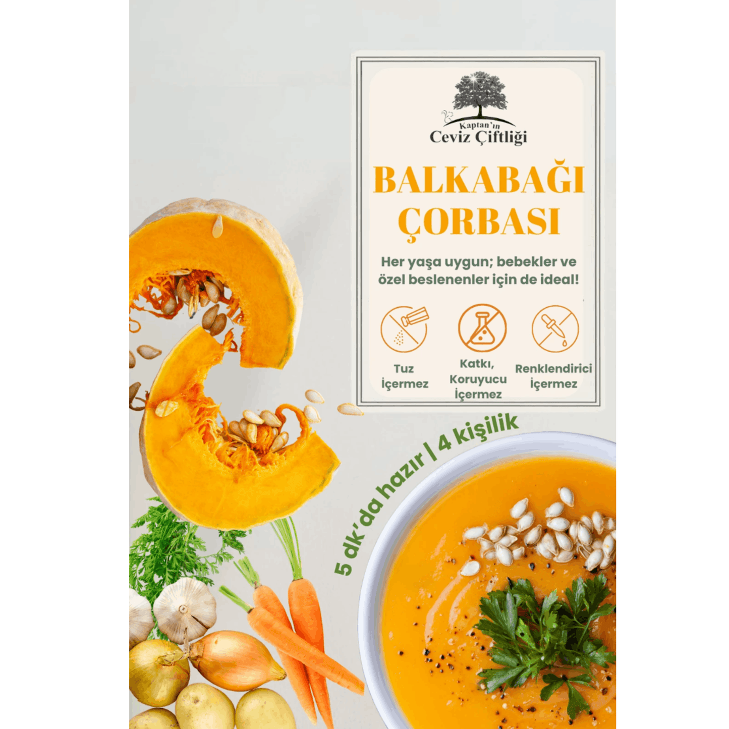 Kaptan'ın Ceviz Çiftliği Balkabağı Çorbası 50 gr (4 porsiyon)