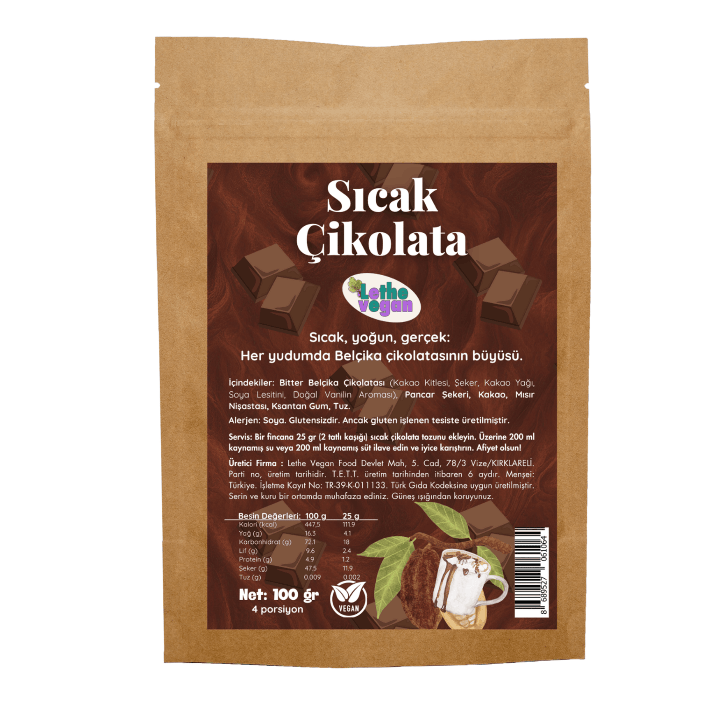 Lethe Vegan Sıcak Çikolata 100g