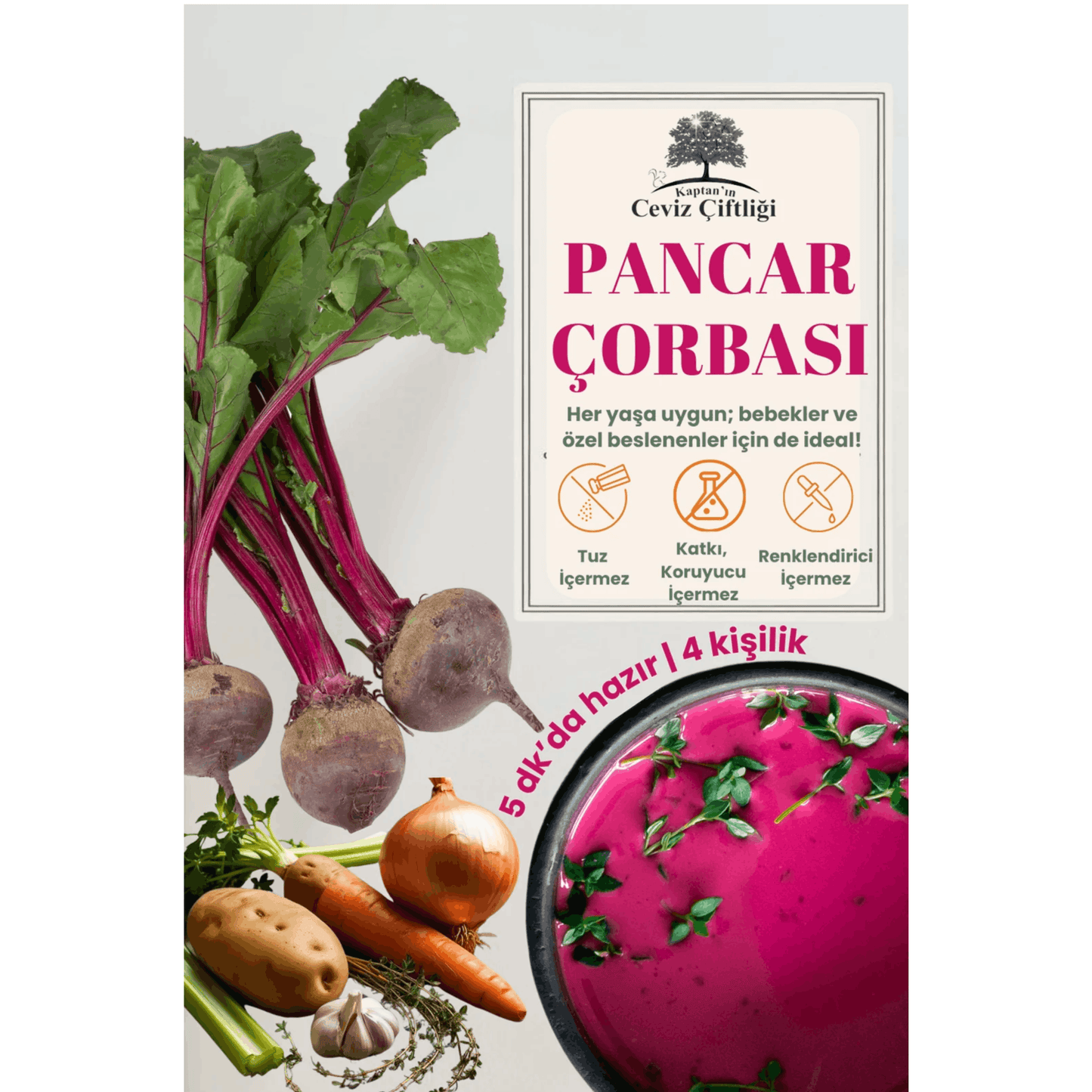 Kaptan'ın Ceviz Çiftliği Pancar Çorbası 50 gr (4 porsiyon)