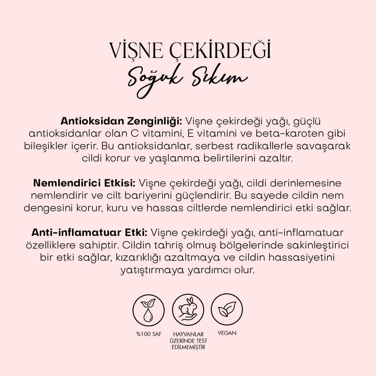 Vişne Çekirdeği Yağı - Soğuk Sıkım (30 ml)