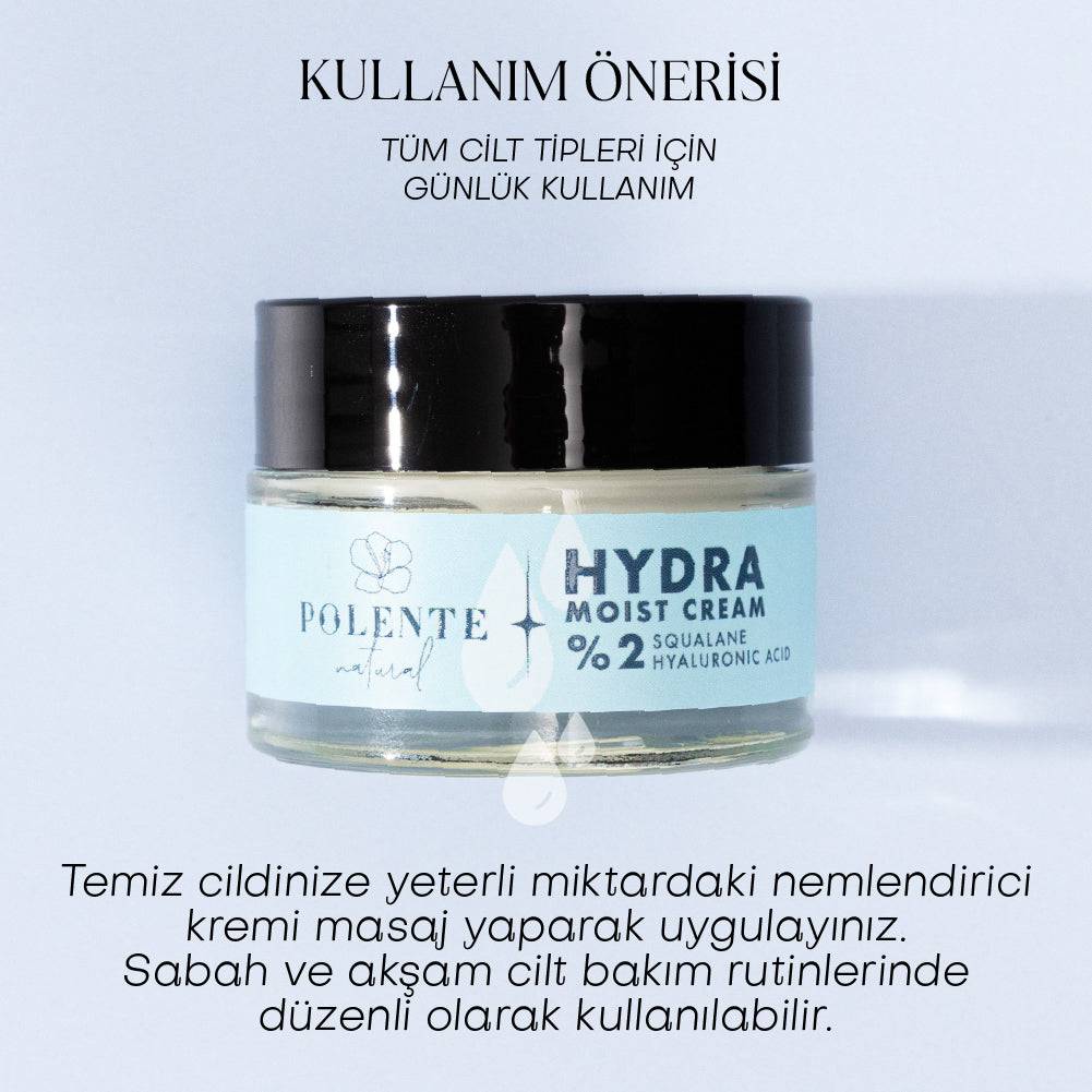 HYDRA MOIST CREAM - Hyalüronik Asit & Skualen İçeren Nemlendirici Krem (50 ml)
