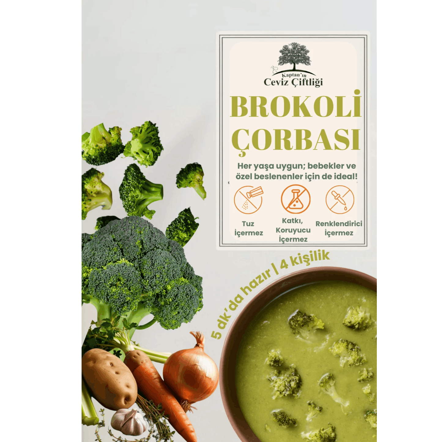 Kaptan'ın Ceviz Çiftliği Brokoli Çorbası 50 gr (4 porsiyon)